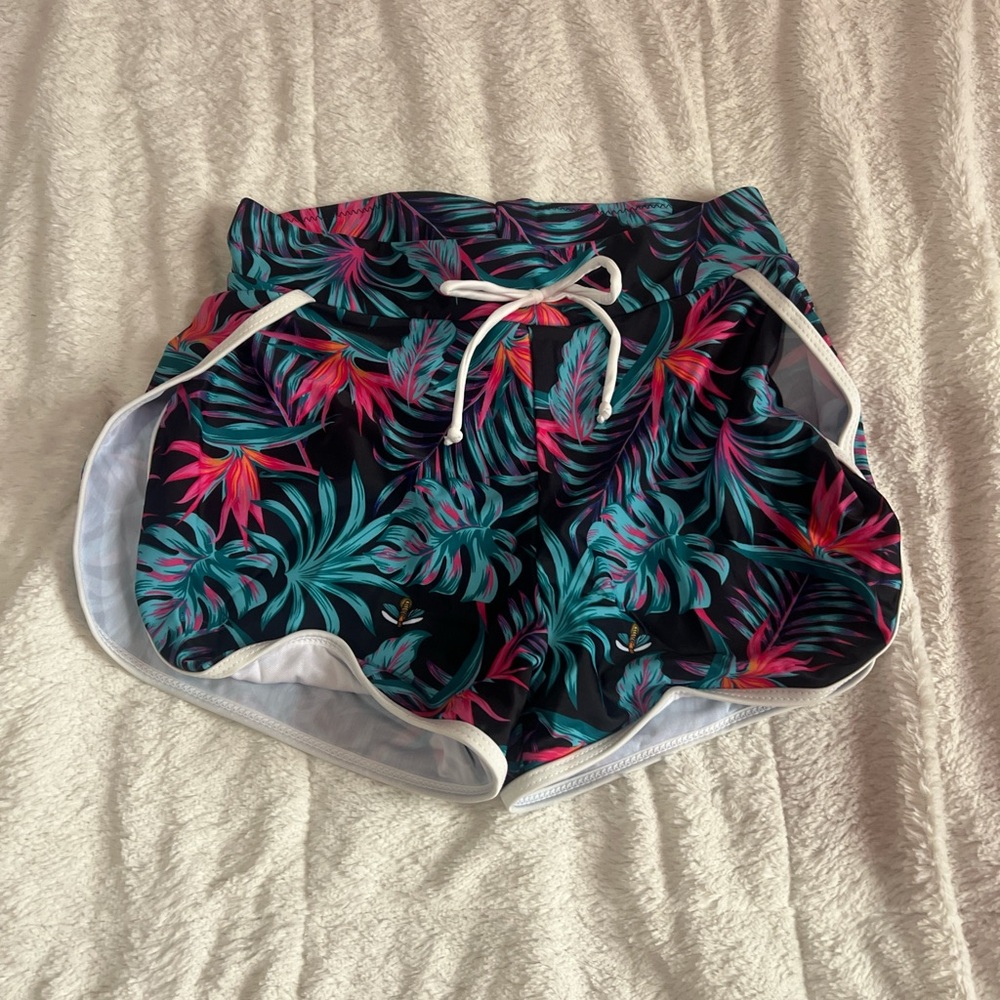 Tropical Print Women's Swim Shorts (Never Worn)